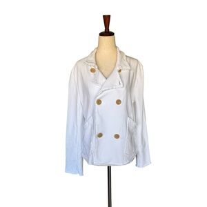 Frank‎ & Eileen Mini Belfast Jacket Vintage White Cropped Sweatshirt Size S